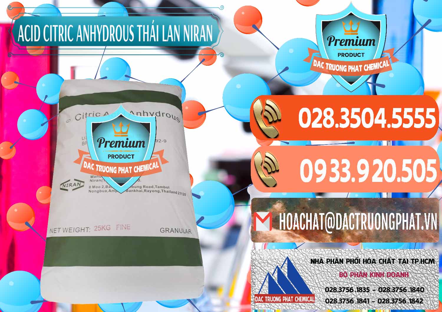 Kinh doanh ( bán ) Acid Citric - Axit Citric Anhydrous - Thái Lan Niran - 0231 - Đơn vị chuyên nhập khẩu và cung cấp hóa chất tại TP.HCM - hoachatmientay.com