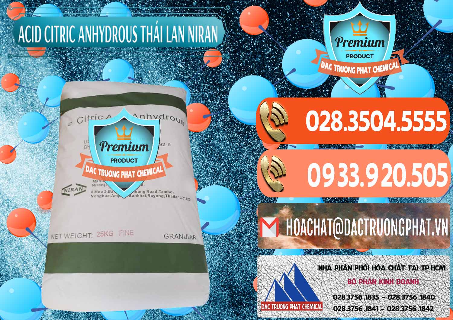 Nhà nhập khẩu & bán Acid Citric - Axit Citric Anhydrous - Thái Lan Niran - 0231 - Nhà phân phối và cung ứng hóa chất tại TP.HCM - hoachatmientay.com