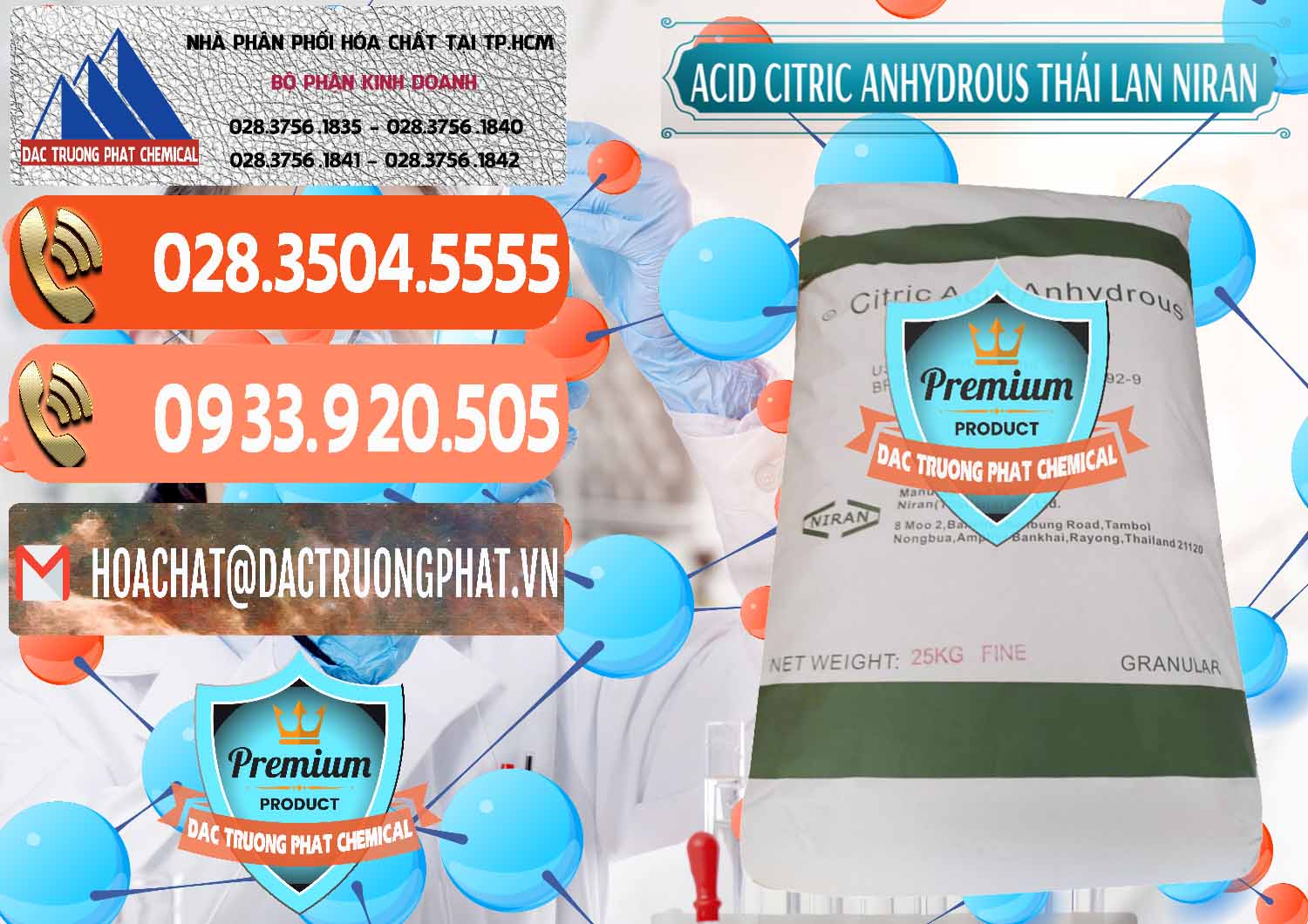 Nhập khẩu & bán Acid Citric - Axit Citric Anhydrous - Thái Lan Niran - 0231 - Chuyên kinh doanh & phân phối hóa chất tại TP.HCM - hoachatmientay.com