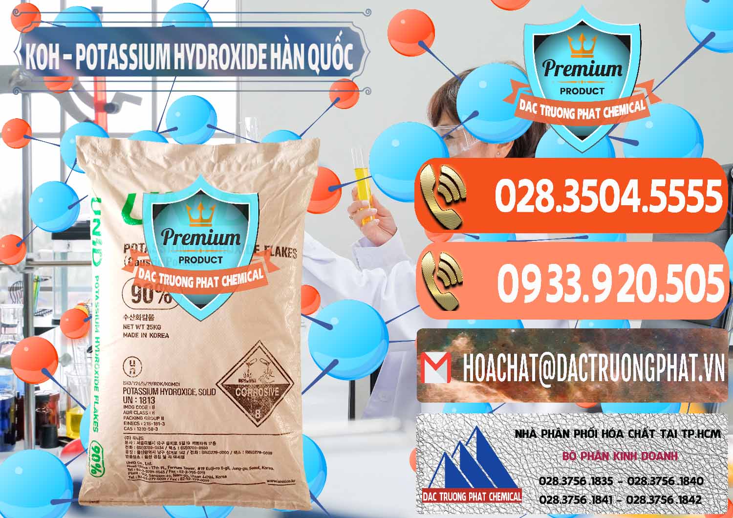 Cty chuyên bán _ cung ứng KOH ( 90%) – Potassium Hydroxide Unid Hàn Quốc Korea - 0090 - Chuyên kinh doanh & cung cấp hóa chất tại TP.HCM - hoachatmientay.com