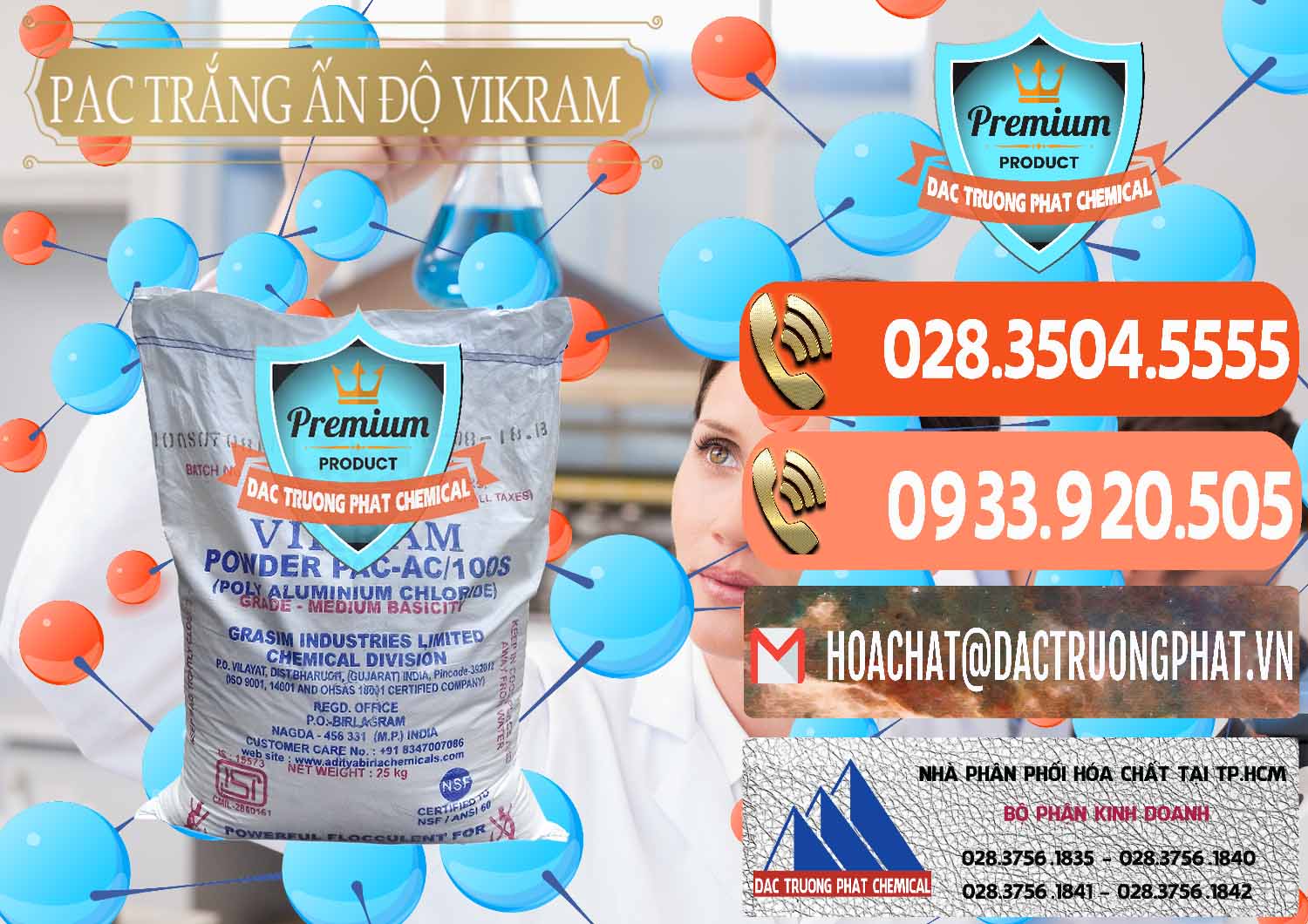 Chuyên nhập khẩu - bán PAC - Polyaluminium Chloride Ấn Độ India Vikram - 0120 - Đơn vị chuyên phân phối ( nhập khẩu ) hóa chất tại TP.HCM - hoachatmientay.com