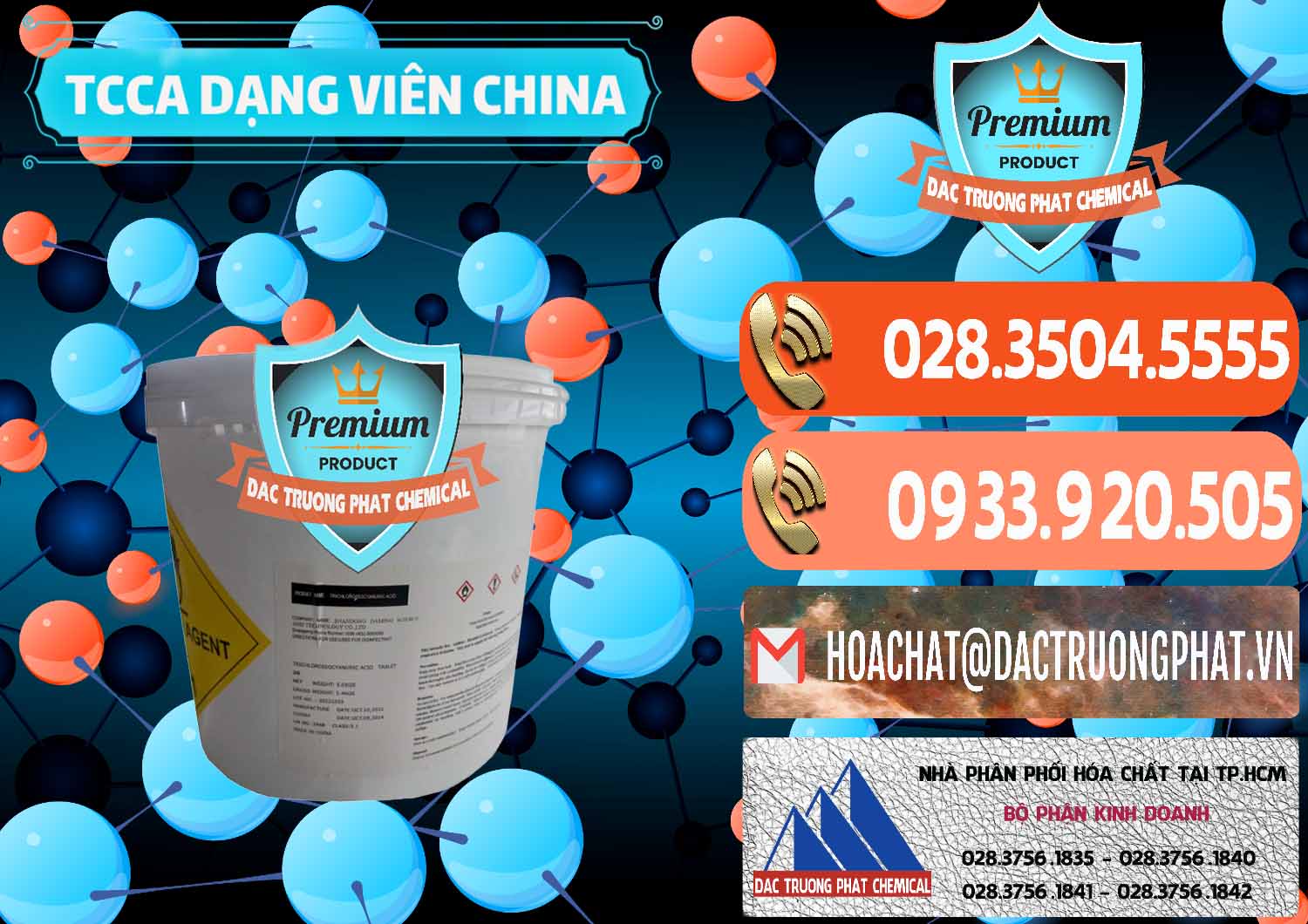 Cty bán - cung cấp TCCA - Acid Trichloroisocyanuric Dạng Viên Thùng 5kg Trung Quốc China - 0379 - Chuyên cung cấp và nhập khẩu hóa chất tại TP.HCM - hoachatmientay.com