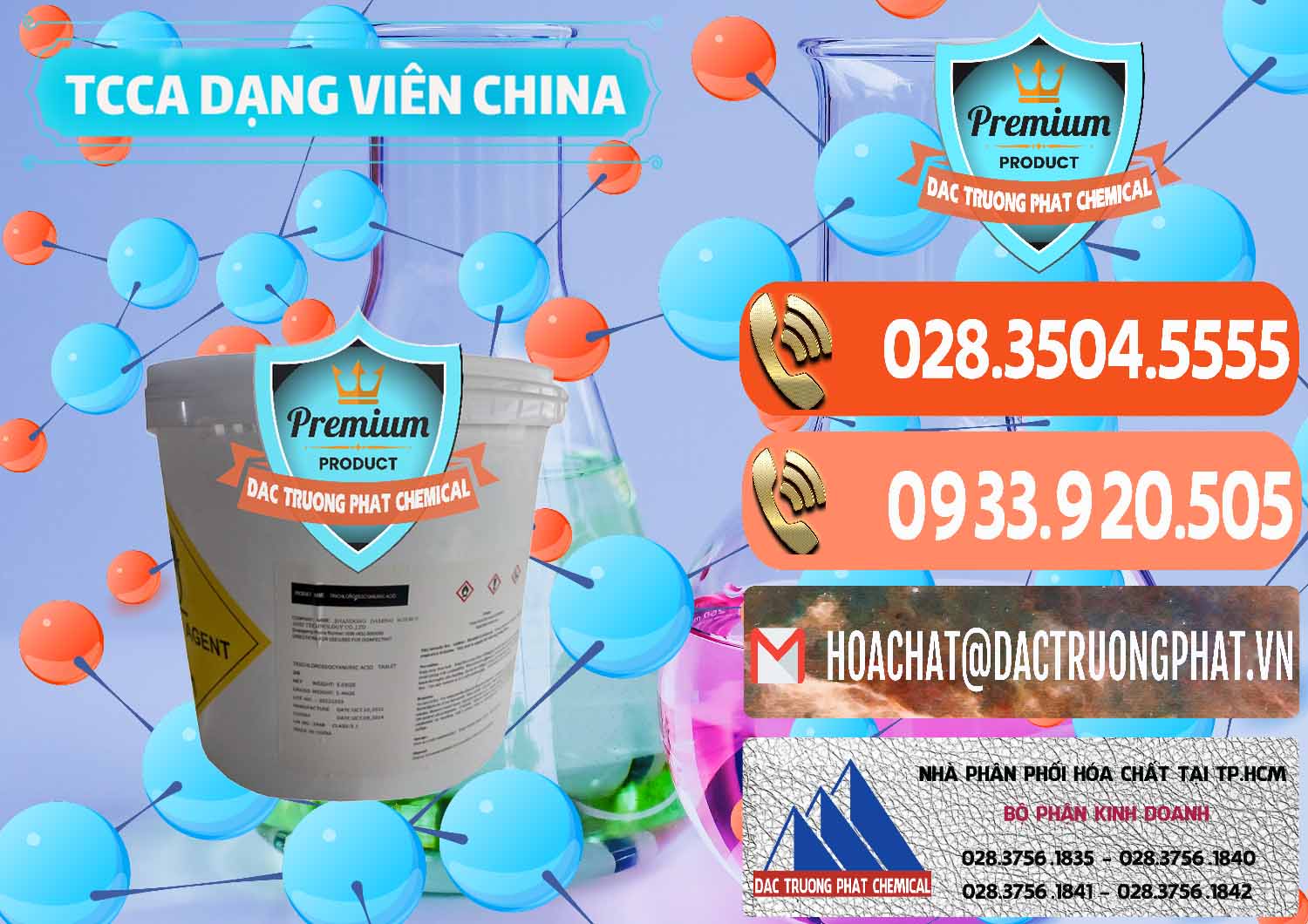Cty chuyên bán và cung cấp TCCA - Acid Trichloroisocyanuric Dạng Viên Thùng 5kg Trung Quốc China - 0379 - Đơn vị chuyên phân phối _ cung ứng hóa chất tại TP.HCM - hoachatmientay.com