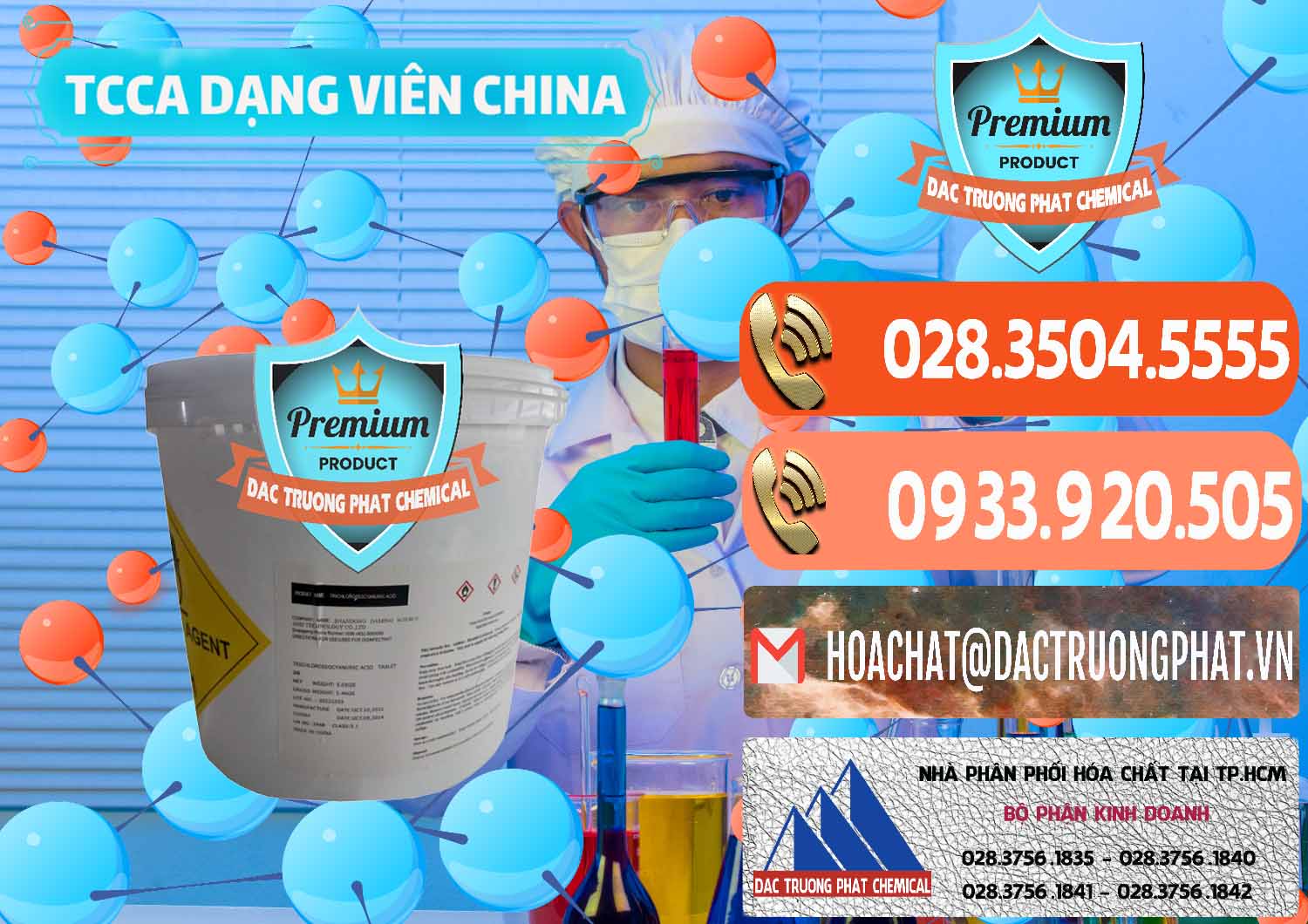 Phân phối _ bán TCCA - Acid Trichloroisocyanuric Dạng Viên Thùng 5kg Trung Quốc China - 0379 - Công ty nhập khẩu ( cung cấp ) hóa chất tại TP.HCM - hoachatmientay.com
