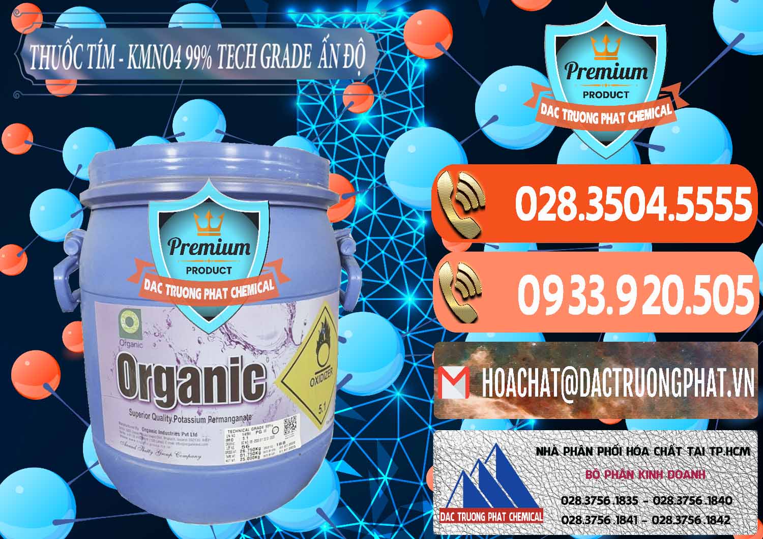 Nhập khẩu ( bán ) Thuốc Tím - KMNO4 99% Organic Group Ấn Độ India - 0250 - Chuyên cung cấp - phân phối hóa chất tại TP.HCM - hoachatmientay.com